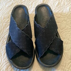 BZEES Sahara Washable Slide Wedge Sandals